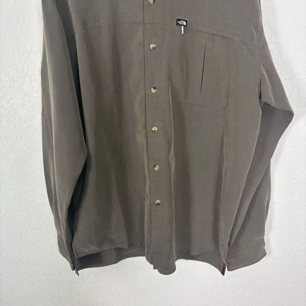 The North‎ Face Brown Modal Collared Button Down Shirt Men's Size Large